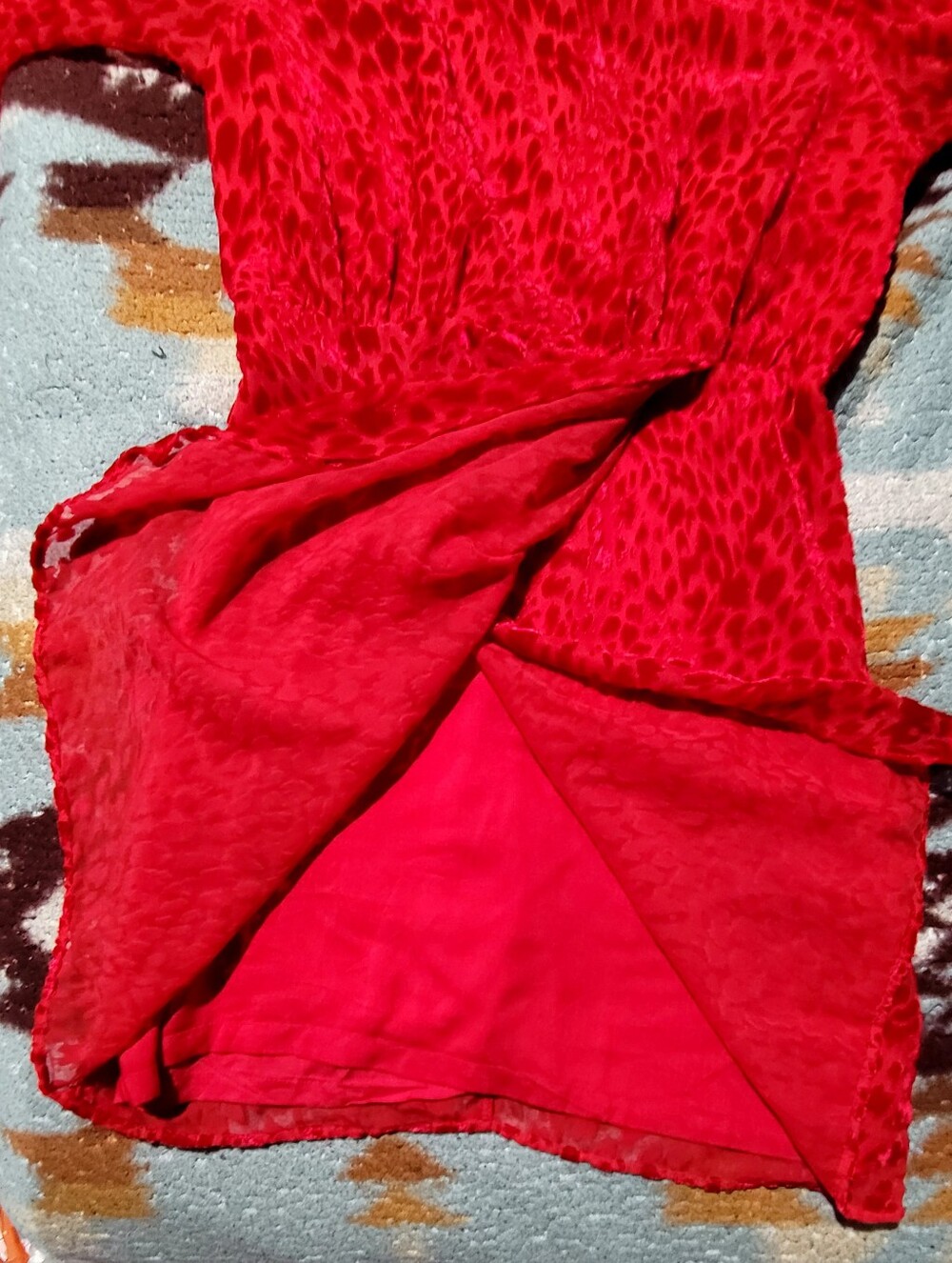 The Kooples Artichoke Red Velvet Leopard Burnout Dress Size 1 Small - Picture 8 of 11